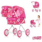 Chipolino Puppenwagen Emily Tasche, Sonnendach verstellbar, zusammenklappbar pink