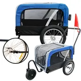 Hundeanhänger 2in1 Fahrradanhänger Hundetransporter - Red Loon Mini Anhänger & Jogger/Buggy blau - Radanhänger Fahrrad Transporter Hundebuggy - inkl. Fahne