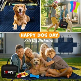 Lovpet LovPet® 2in1 Hundedecke für Auto Rückbank & Kofferraum mit Seitenschutz und Sichtfenster Kofferraumschutz - Wasserabweisende Hunde Autoschondecke Universal Autodecke Rücksitz