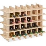 Relaxdays Weinregal, für 24 Weinflaschen, HxBxT 54 x 75 x 24 cm, DIY Flaschenregal, unbehandeltes Kiefernholz, natur