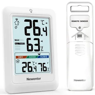 Newentor MAX MIN Thermometer Innen Außen 24/48 Std./Alle Zeiten - Hygrometer Luf