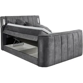 MID.YOU Boxspringbett Dallas m. LED ca. 180x200 cm Anthrazit,