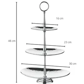 Edzard Etagere Gulf Höhe 49 cm 3-stöckig), oval, Edelstahl, gehämmert, hochglanzpoliert,
