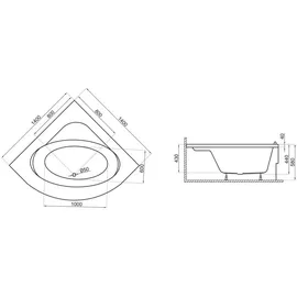 Badland Eckbadewanne 140 x 140 cm (Standard)