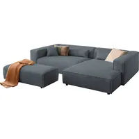 LeGer Home by Lena Gercke Polsterecke PIARA XXL, L-Form mit Schlaffunktion, Big-Sofa in Cord o. Leinenoptik, Hocker stellbar zum Schlafsofa (Krokodilverbinder), tiefe Sitzfläche grau