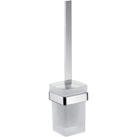 Emco SYSTEM2 WC-Bürstengarnitur,runder Behälter für die Toilettenbürste aus Metall und Kunststoff zum Schrauben, hochwertige WC-Bürste zur Wandmontage, chromfarben