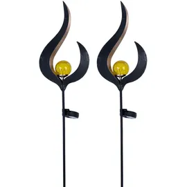 GLOBO Solarleuchte Glas Metall L 16,7 x B 6 x H 90 cm 2er Set bronze