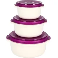 Emsa Micro Family Frischhaltedose rund weiß/brombeer 0,5/1,0/1,5 l 3-teilig