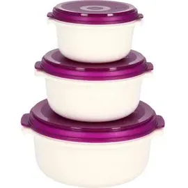Emsa Micro Family Frischhaltedose rund weiß/brombeer 0,5/1,0/1,5 l 3-teilig
