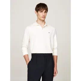 Tommy Hilfiger Langarm-Poloshirt TOMMY HILFIGER "L/S LIQUID COTTON REG POLO", Herren, Gr. M, weiß (ivory petal), Jersey, Obermaterial: 100% Baumwolle, casual, Langarm, Shirts