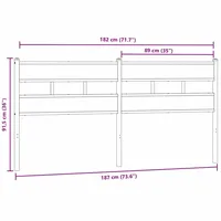 VidaXL Kopfteil Räuchereiche 180 cm Eisen und Holzwerkstoff