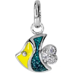 Ketten-Anhänger OSTSEE-SCHMUCK "Ostsee-Schmuck Anhänger kleiner Fisch Anhänger kleiner Fisch", grün, Schmuckanhänger, Damen, 16 x 9mm, Silber 925 (Sterlingsilber), 0.7 g