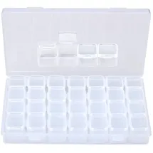 Kuou Siming Sortierbox transparent (leer) 28Fächer,Abnehmbar Zweisitzer Perlen Box