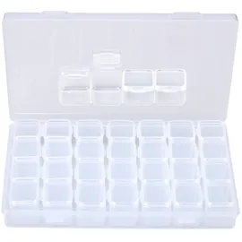 Kuou Siming Sortierbox transparent (leer) 28Fächer,Abnehmbar Zweisitzer Perlen Box