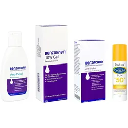 Benzaknen 10% Akne-Set: Reinigen, behandeln & UV-Schutz