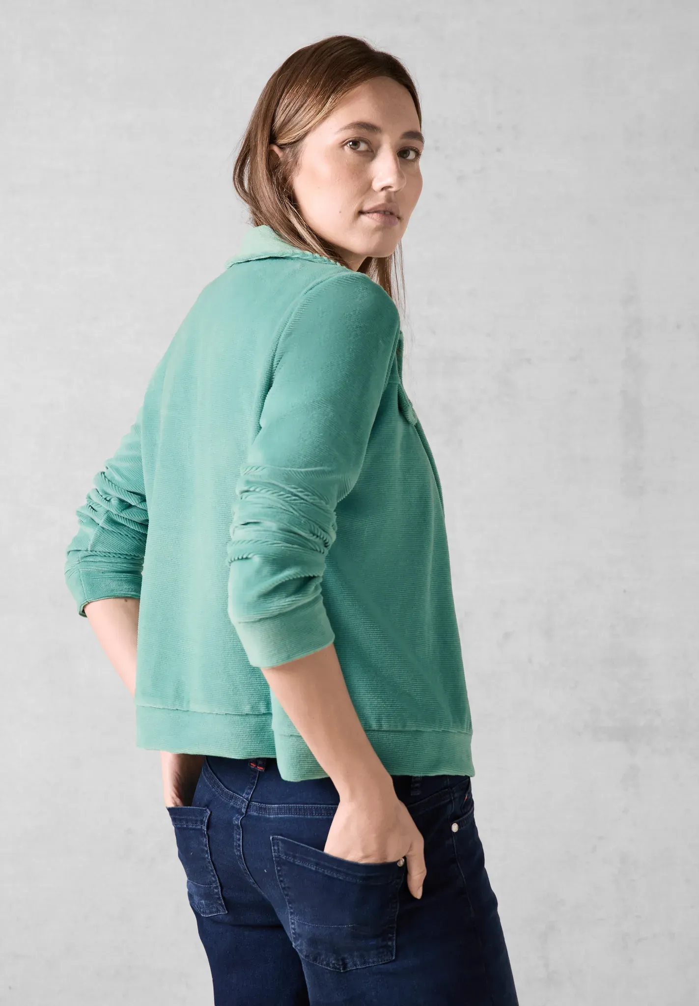 Cordjacke CECIL Gr. XL (44), grün (adriatic green) Damen Jacken mit Knopfleiste