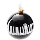 BRUBAKER Premium Weihnachtskugel Klavier - Schwarz Weiß mit Vogel Figur aus Porzellan - 10 cm Baumkugel aus Glas - Weihnachtsbaumkugel Klaviertasten für Musiker und Klavierspieler