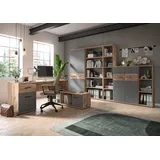 xonox.home Büromöbel-Set Büromöbel-Set MASON 6-teilig in Nox Eiche und Basalt grau, (Komplett-Set, 6-tlg., 1x Winkelschreibtisch, 3x Büroregal, 1x Büroschrank) beige|grau