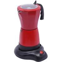 Begoniape 300ML 480W Espressokocher, Elektrischer Espresso-Kocher für 6 Espressotassen, Espressotassen Espressomaschine mit Basis, Anti-Tropf Düse Mokka Töpfe Rot