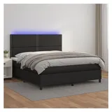 vidaXL Boxspringbett mit Matratze & LED Schwarz 180x200 cm Kunstleder