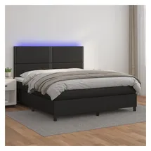 vidaXL Boxspringbett mit Matratze & LED Schwarz 180x200 cm Kunstleder