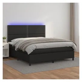 vidaXL Boxspringbett mit Matratze & LED Schwarz 180x200 cm Kunstleder
