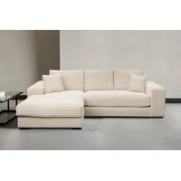 WERK2 Ecksofa Eden modern und zeitlos, geschmackvolles Sofa, Breite 286cm, L-Form, Design Ecksofa in Cord mit besonders weichem Sitzkomfort weiß
