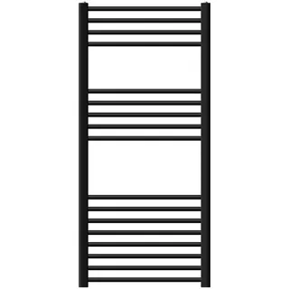 luxebath Badheizkörper Sahara 600x1200 mm Schwarz matt gebogen mit Seitenanschluss