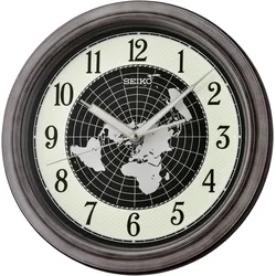 Wanduhr SEIKO, silber (silberfarben), Wanduhren, Ø 32cm, Quarzuhr,Leuchtzeiger,ideal als Geschenk,Wohnzimmer,Esszimmer,Flur