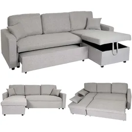 MCW L17 Ecksofa mit Bettkasten MCW-L17, Couch Sofa L-Form, Liegefläche Nosagfederung 228cm ~ grau