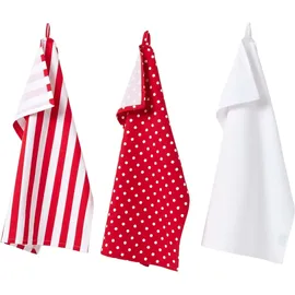 Homescapes Geschirrtücher Polka Dots 3er-Set, 100% Baumwolle