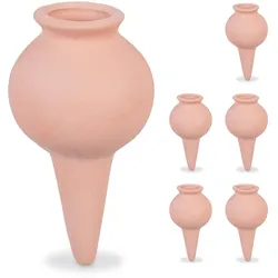 Relaxdays Tonkegel 6er Set, Wasserspender für Zimmerpflanzen & Balkonkästen, automatisches Gießen, Gießkegel, terrakotta