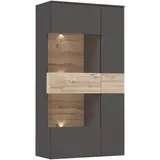 Forte Vitrine Höhe 168 cm inkl. Beleuchtung, grau