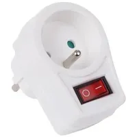 Perel Steckdosen-Verteiler mit Schalter, Steckdose Typ E, Polypropylen, Innenbereich,