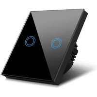 Maclean Brackets Maclean MCE704B Touch Lichtschalter Wandschalter Glas Schalter mit farbwechsel LED Hintergrundbeleuchtung Einbauschalter 85x85mm (2-Fach Rund, Schwarz)