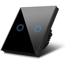 Maclean Brackets Maclean MCE704B Touch Lichtschalter Wandschalter Glas Schalter mit farbwechsel LED Hintergrundbeleuchtung Einbauschalter 85x85mm (2-Fach Rund, Schwarz)