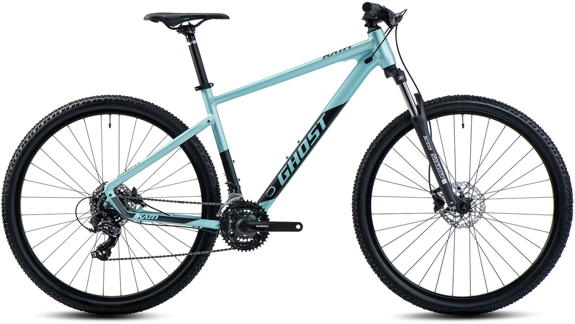 Ghost Mountainbike »Kato AL«, 21 Gang, Shimano, Tourney RD-TY300 Schaltwerk, Kettenschaltung, für Damen und Herren, Kettenschaltung Ghost mint-schwarz 44 cm