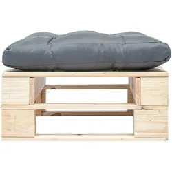 vidaXL Garten-Palettenhocker mit Grauem Kissen Holz Natur
