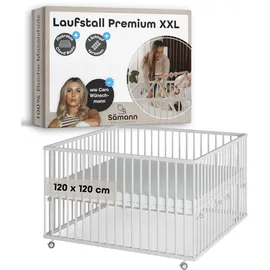 Sämann Laufgitter mit Matratze Cloud Air & Lattenrost | weiß | Premium | Gr.: 120x120 cm)