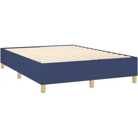 vidaXL Boxspringbett mit Matratze & LED Blau 140x200 cm Stoff