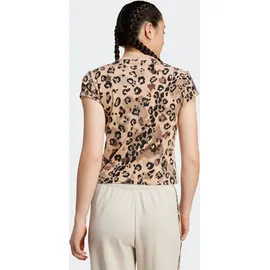 adidas T-Shirt ADIDAS SPORTSWEAR "W AOP TEE", Damen, Gr. L, multicolor, warm sandstone, Obermaterial: 93% Baumwolle, 7% Elasthan, Rundhals, Shirts T-Shirt, sportlicher Schnitt, kurze Ärmel, mit Leopardenprint