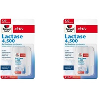 Doppelherz Lactase 4.500 - bei Lactose-Intoleranz - Lactase verbessert die Lactoseverdauung - 120 Tabletten im praktischen Klickspender (Packung mit 2)