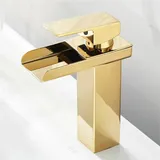 Goldene Wasserfall-waschtischarmatur, Aufsatzarmatur Für Badezimmer, Mischbatterie Für Warm- Und Kaltwasser