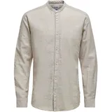 ONLY & SONS ONSCaiden LS SOLID Linen MAO Shirt beige