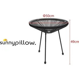 sunnypillow Acapulco Gartenstuhl 2er Set 0 x 0 x 0 cm schwarz