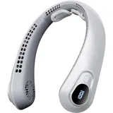 Nackenventilator mit LED-Anzeige, 5000mAh Akku Ventilator mit Nackenstütze, Leiser Halsventilator, Tragbarer USB Ventilator mit 5 Geschwindigkeiten, Neck Fan für Hitzewallungen, Reisen, Camping