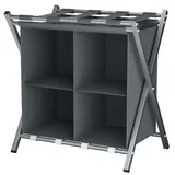 Huhote Kofferständer, Gepäckablage, Kofferständer Klappbar, Kofferstände mit Ablagefächern, Kofferbock Kofferablage, für Gästezimmer, Schlafzimmer, Hotel, für Reisegepäck (Grau)