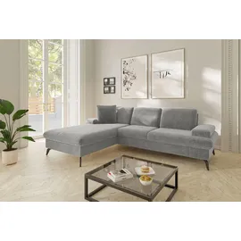 sit&more Ecksofa Morris Jubi L-Form, B: 247 cm, mit Armteilfunktion & 1 Zierkissen, optional Bettfunktion grau