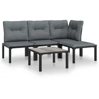 vidaXL 5-tlg. Garten-Lounge-Set Schwarz und Grau Poly Rattan