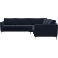 FLEXLUX Ecksofa »Fiore, gleichschenklig, bequem durch hochwertigem Sitzaufbau«, schmale Armlehnen, super Sitzkomfort durch Kaltschaum, Füße Alu blau